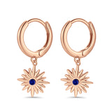 Starburst LeverBack Earrings Hoop Huggie Design Simulated Cubic Zirconia 925 Sterling Silver (40mm)