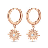 Starburst LeverBack Earrings Hoop Huggie Design Simulated Cubic Zirconia 925 Sterling Silver (40mm)