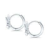 Butterfly Marquise Lever Back Earrings Hoop Huggie Design Simulated CZ 925 Sterling Silver (12mm)