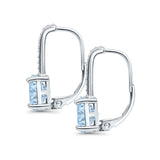 Round LeverBack Earrings Hoop Huggie Design Simulated Cubic Zirconia 925 Sterling  Silver (22mm)