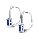 Round LeverBack Earrings Hoop Huggie Design Simulated Cubic Zirconia 925 Sterling  Silver (22mm)