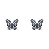 Butterfly Stud Earrings Cubic Zirconia 925 Sterling Silver