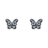 Butterfly Stud Earrings Cubic Zirconia 925 Sterling Silver