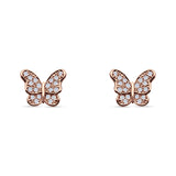 Butterfly Stud Earrings Cubic Zirconia 925 Sterling Silver