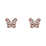 Butterfly Stud Earrings Cubic Zirconia 925 Sterling Silver