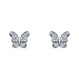 Butterfly Stud Earrings Cubic Zirconia 925 Sterling Silver