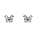 Butterfly Stud Earrings Cubic Zirconia 925 Sterling Silver