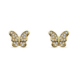 Butterfly Stud Earrings Cubic Zirconia 925 Sterling Silver