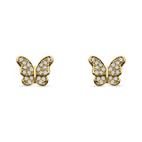 Butterfly Stud Earrings Cubic Zirconia 925 Sterling Silver