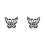 Minimalist Butterfly Stud Earrings Cubic Zirconia 925 Sterling Silver