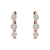 Halo Three Flower Hoop Earrings CZ 925 Sterling Silver