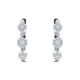 Halo Three Flower Hoop Earrings CZ 925 Sterling Silver