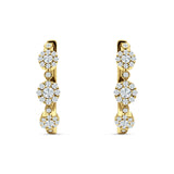 Halo Three Flower Hoop Earrings CZ 925 Sterling Silver