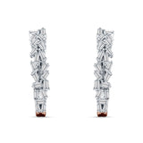 Baguette Cluster Huggie Hoop Earrings Cubic Zirconia 925 Sterling Silver