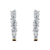 Baguette Cluster Huggie Hoop Earrings Cubic Zirconia 925 Sterling Silver