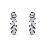 Baguette Zig Zag Huggie Hoop Earring Cubic Zirconia 925 Sterling Silver