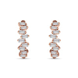Baguette Zig Zag Huggie Hoop Earring Cubic Zirconia 925 Sterling Silver