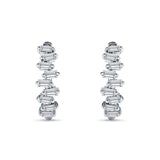 Baguette Zig Zag Huggie Hoop Earring Cubic Zirconia 925 Sterling Silver