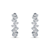 Baguette Zig Zag Huggie Hoop Earring Cubic Zirconia 925 Sterling Silver