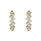 Baguette Zig Zag Huggie Hoop Earring Cubic Zirconia 925 Sterling Silver