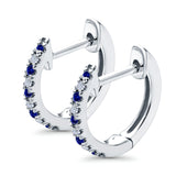 Half Eternity Hoop Earrings Round Simulated CZ 925 Sterling Silver (14mm)