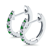 Half Eternity Hoop Earrings Round Simulated CZ 925 Sterling Silver (14mm)