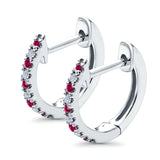 Half Eternity Hoop Earrings Round Simulated CZ 925 Sterling Silver (14mm)