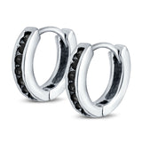 Eternity Huggie Hoop Earrings Channel Round Simulated CZ 925 Sterling Silver (16mm)
