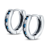 Eternity Huggie Hoop Earrings Channel Round Simulated CZ 925 Sterling Silver (16mm)