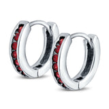 Eternity Huggie Hoop Earrings Channel Round Simulated CZ 925 Sterling Silver (16mm)