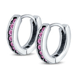 Eternity Huggie Hoop Earrings Channel Round Simulated CZ 925 Sterling Silver (16mm)