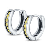 Eternity Huggie Hoop Earrings Channel Round Simulated CZ 925 Sterling Silver (16mm)