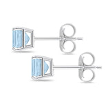 Solitaire Princess Cut Stud Earrings 925 Sterling Silver Size 3mm-9mm