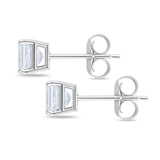 Solitaire Princess Cut Stud Earrings 925 Sterling Silver Size 3mm-9mm