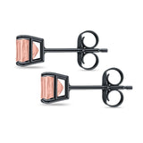 Solitaire Princess Cut Stud Earrings 925 Sterling Silver 3mm-9mm