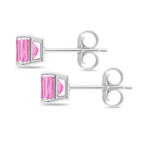 Solitaire Princess Cut Stud Earrings 925 Sterling Silver Size 3mm-9mm