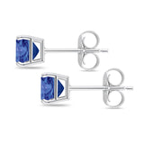 Solitaire Princess Cut Stud Earrings 925 Sterling Silver Size 3mm-9mm