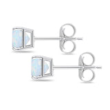 Solitaire Princess Cut Stud Earrings 925 Sterling Silver Size 3mm-9mm