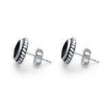 Twisted Rope Design Stud Post Earrings Round 925 Sterling Silver