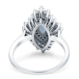 Art Deco Halo Marquise Natural Aquamarine Engagement Ring