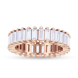 Emerald Cut Wedding Band Ring 6mm Cubic Zirconia 925 Sterling Silver