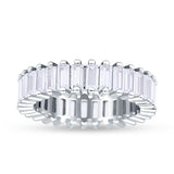 Emerald Cut Wedding Band Ring 6mm Cubic Zirconia 925 Sterling Silver