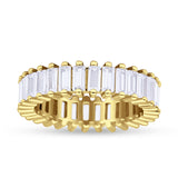 Emerald Cut Wedding Band Ring 6mm Cubic Zirconia 925 Sterling Silver