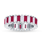 Emerald Cut Wedding Band Ring 6mm Cubic Zirconia 925 Sterling Silver