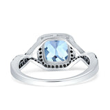 Halo Cushion Infinity Twist Side Stone Simulated Black CZ Engagement Ring Cubic Zirconia 925 Sterling Silver