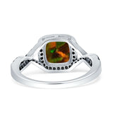 Halo Cushion Infinity Twist Side Stone Simulated Black CZ Engagement Ring Cubic Zirconia 925 Sterling Silver