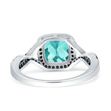 Halo Cushion Infinity Twist Side Stone Simulated Black CZ Engagement Ring Cubic Zirconia 925 Sterling Silver