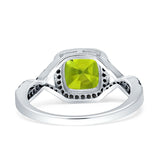 Halo Cushion Infinity Twist Side Stone Simulated Black CZ Engagement Ring Cubic Zirconia 925 Sterling Silver