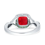 Halo Cushion Infinity Twist Side Stone Simulated Green Emerald CZ Engagement Ring Cubic Zirconia 925 Sterling Silver