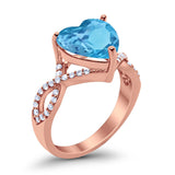 Large Infinity Heart Art Deco Promise Twisted Shank Wedding Engagement Ring Simulated Cubic Zirconia 925 Sterling Silver